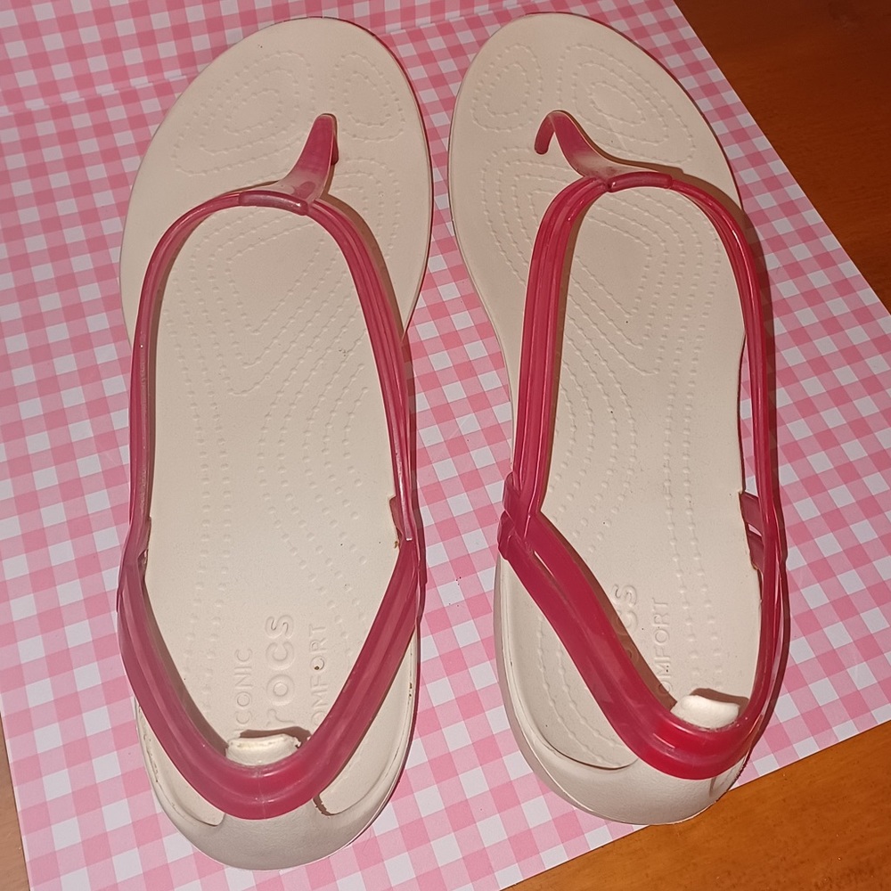 Pink Crocs Thong Sandals